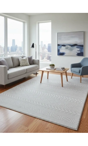 Odak İnci H6639A Beyaz Halı 200x280 | Etnik Tribal Desenli Bohem Halı