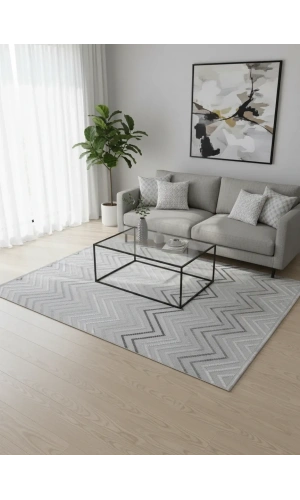 Excellence Monica MC301A Açık Gri-Krem Halı 200x275 | Şevron Desenli Modern Halı