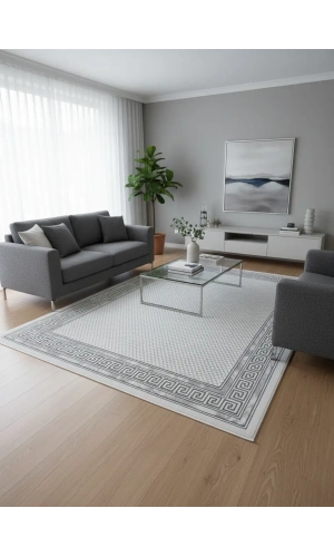 Luna A3026 Gri Halı 200x280 | Modern Geometrik Desenli Halı