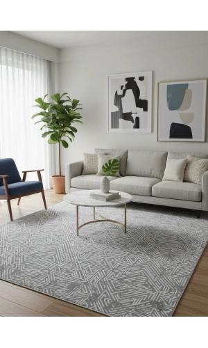 Seher 6964B Beyaz-Gri Halı 200x280 | Aydınlık ve Modern Dekorasyon Halısı