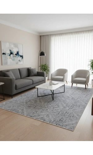 Seher 7178B Gri-Beyaz Halı 200x280 | Şık Desenli Premium Halı