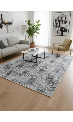 Seher H7007B Gri-Beyaz Halı 200x280 | Zarif ve Modern Dekorasyon Halısı