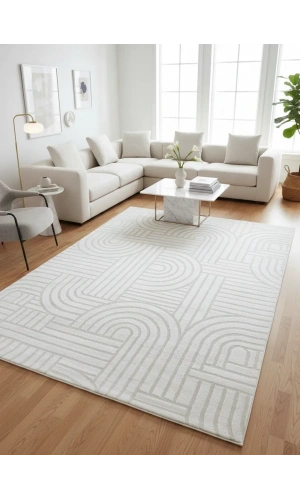 Luna A3088 Beyaz Halı 200x280 | Temiz ve Ferah Modern Halı