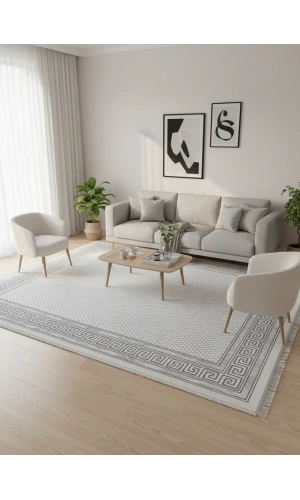 Luna A3026 Koyu Gri Halı 200x280 | Modern Geometrik Desen Halı