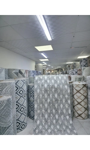 Dinarsu D019 Gri-Beyaz Halı | Art Deco Balık Pulu Desenli Modern Halı