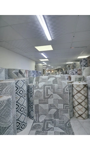 Dinarsu D015 Gri Halı | Labirent Meander Desenli Modern Halı