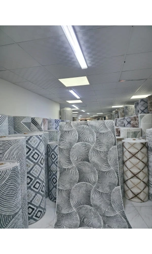 Dinarsu D011 Gri Halı | Spiral Daire Dokulu Modern Halı