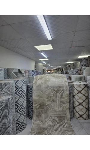 Dinarsu D008 Bej Halı | Soyut Labirent Desenli Modern Halı