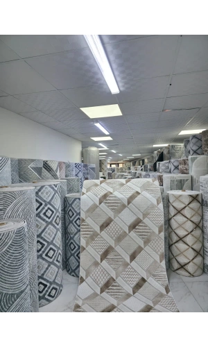 Dinarsu D003 Bej Patchwork Halı | Çok Dokulu Geometrik Halı