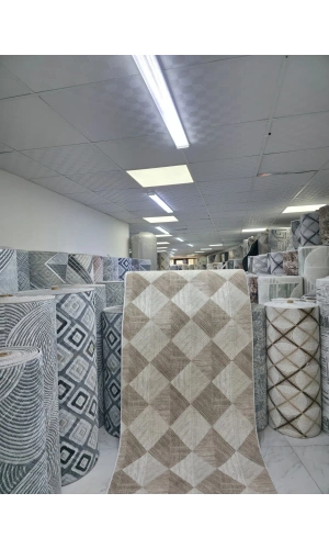 Dinarsu D001 Bej Halı | Baklava Desenli Modern Halı