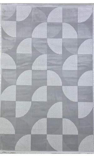 Veseo Armoni 40175A Açık Gri-Koyu Lacivert Halı 150x220 | Geometrik Yarım Daire Halı