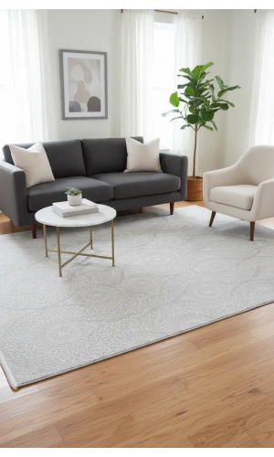 Veseo Armoni 40146A Krem Halı 150x220 | Mandala Daire Etnik Desenli Halı