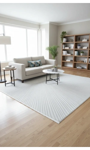 Veseo Armoni 40119A Krem Halı 150x220 | Güneş Işını Radyal Çizgili Modern Halı