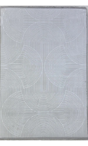 Veseo Asil NU1325 Açık Gri-Beyaz Halı 150x220 | Oval Ark Geometrik Modern Halı