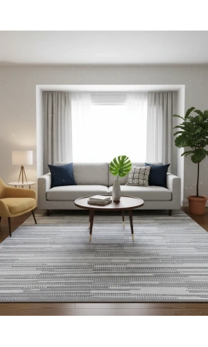 Excellence Narbe NB06 Krem Gri Soyut Çizgi Dokulu Salon Halısı 150x220 — Doğal Desen