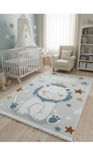 Excellence Kids EN133P Aslan Desenli Çocuk Halısı 150x220 - Taç Yıldız Renkli Oyun Halısı