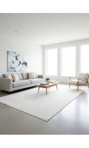 Excellence Golf GF705 Krem Diagonal Çizgili Salon Halısı 150x220 - Sade Şık Saçaklı