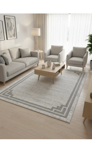 Odak İnci H5955A Gri Beyaz Halı 150x220