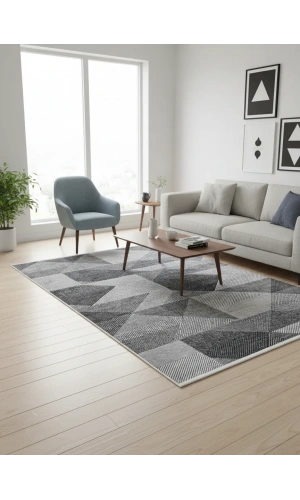 Bellino 4928 Gri Geometrik Üçgen Halı 160x230