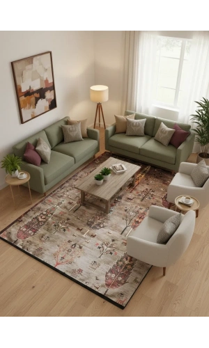 Bellino 4892 Bej Hayat Ağacı Desenli Halı 160x230