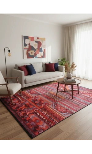 Bellino 4891 Kırmızı Etnik Kilim Halı 160x260