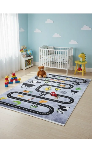 Bellino 5489 Çocuk Oyun Halısı Hayvan Yolu Temalı 120x180