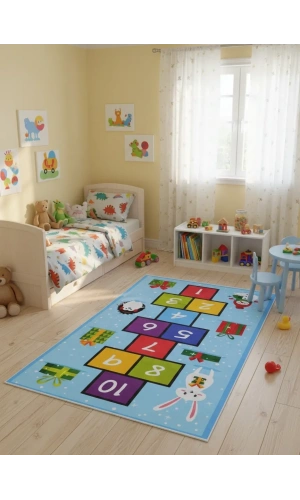 Bellino 5485 Çocuk Atlama Taşı Halısı Yılbaşı Temalı 120x180