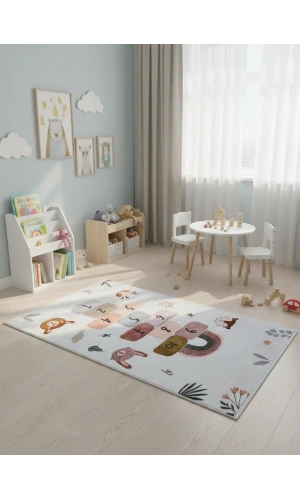 Bellino 5511 Çocuk Atlama Taşı Halısı Hayvan Figürlü 120x180