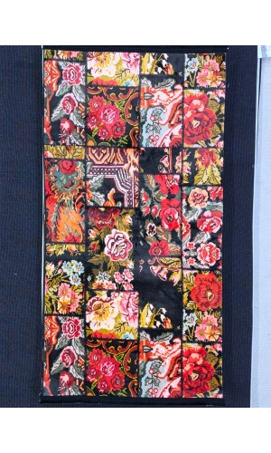 Bellino 4673 Siyah Gül Patchwork Çiçekli Halı 80x150