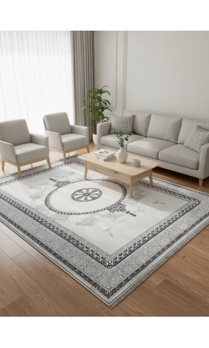 Kevser Kilyos NU1161 Antrasit Madalyonlu Halı 150x230