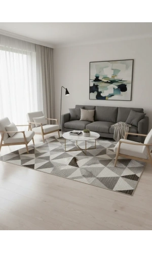 Sarar Lüx Gri Kahve Kristal Üçgen Halı