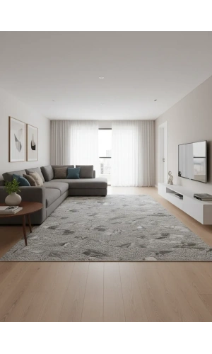 Sarar Lüx Gri Mavi Dalgalı Zikzak Halı