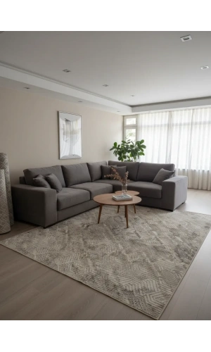 Sarar Lüx Krem Vizon Balık Sırtı Eskitme Halı