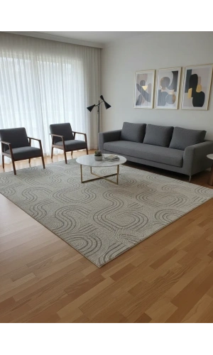 Aksu Krem Petek Kabartmalı Halı