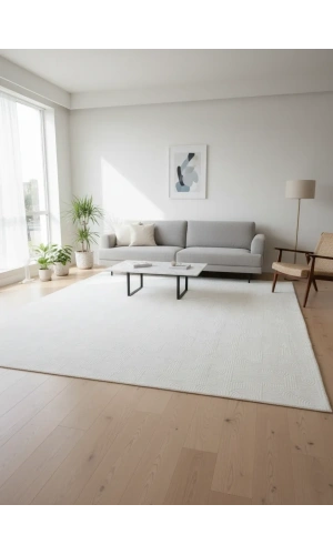 Sarar Plus Beyaz Spiral Kabartmalı Halı