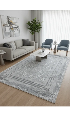 Sevimli Avanos AK082 Açık Gri Eskitme Efektli Floş Halı 200x290