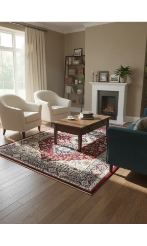 Asar Yün İpek H4320A Koyu Kırmızı Klasik Halı 200x290