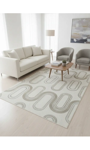 Veseo Armoni 40119A Krem Açık Bej Halı 200x290 | Patlayan Yelpaze Bej Krem Halı