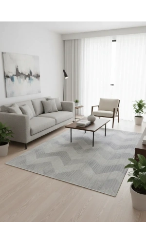 Stil 10001A Krem Halı 200x290 | Şevron Ok İşareti Desenli Krem Halı