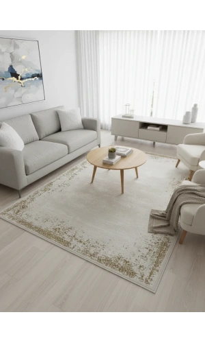 Stil 02391G Gold Halı 200x290 | Altın Çerçeveli Eskitme Vintage Halı