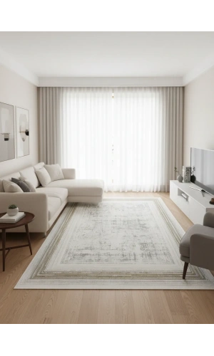 Stil 02154G Gold Halı 200x290 | Vintage Altın Bordürlü Eskitme Desenli Halı