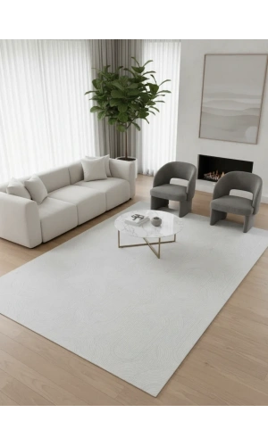 Veseo 40194A Krem Halı 200x290 | Oval Kavisli Modern Halı