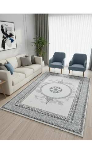 Kevser Kilyas NU1161 Antrasit Klasik Madalyonlu Halı 200x290