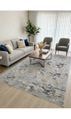 Asar Yün Moda H4887 Mavi Vintage Antik Desenli Halı 200x290