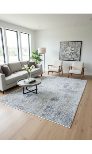 Asar Yün Moda H4874 Mavi Patchwork Desenli Halı 200x290