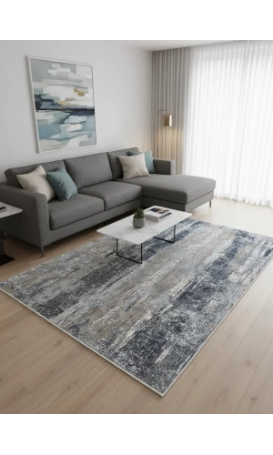 Asar Yün Moda H4872 Mavi Vintage Desenli Halı 200x290