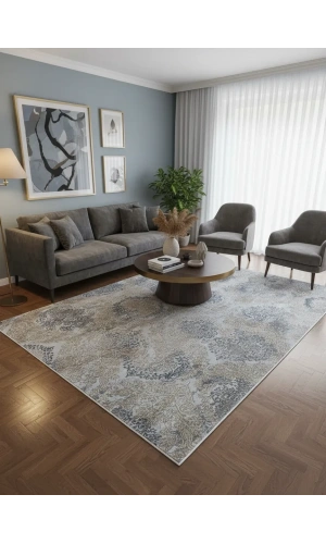 Asar Yün Moda H4850 Mavi Modern Damask Desenli Halı 200x290