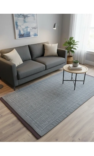 Apex Bordürlü Premium Sisal Aqua Kahve Doğal Dokuma Halı