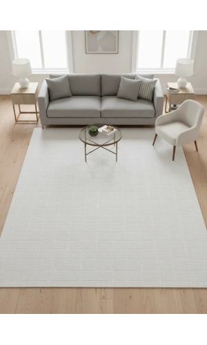 Apex Safran 8131SA Ekru Kare Blok Desenli Halı 200x290