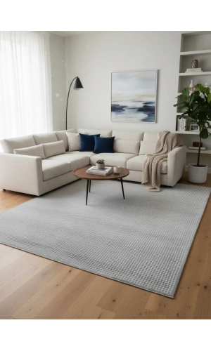 Apex Safran 8122SA Gri Kareli Dokulu Modern Halı 200x290